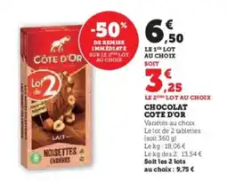 Super U Chocolat cote d'or offre
