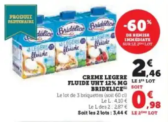 Super U Creme legere fluide uht 12% bridelice offre