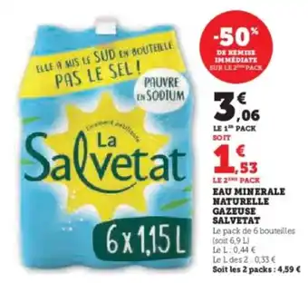 Super U Eau minerale naturelle gazeuse salvetat offre