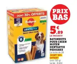 Super U Batonnets pour chien moyen dentastix pedigree offre