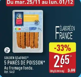 ALDI Golden seafood 5 panés de poisson offre