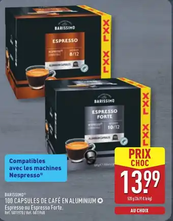 ALDI 100 capsules de café en aluminium offre