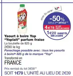 Monoprix YOPLAIT Yaourt à boire parfum fraise offre