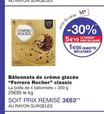 Monoprix FERRERO ROCHER Bâtonnets de crème glacée classic offre