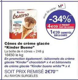 Monoprix KINDER BUENO Cônes de crème glacée offre