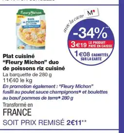 Monoprix FLEURY MICHON Plat cuisiné duo de poissons riz cuisiné offre