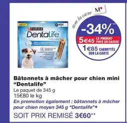 Monoprix DENTALIFE Bâtonnets à mâcher pour chien mini offre