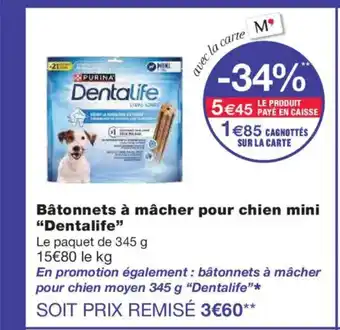 Monoprix DENTALIFE Bâtonnets à mâcher pour chien mini offre