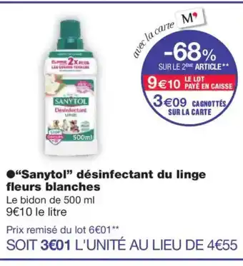 Monoprix SANYTOL Désinfectant du linge fleurs blanches offre
