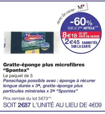 Monoprix SPONTEX Gratte-éponge plus microfibres offre