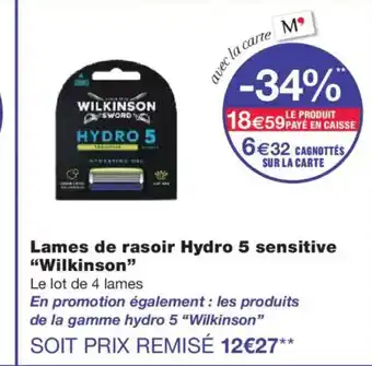 Monoprix WILKINSON Lames de rasoir Hydro 5 sensitive offre