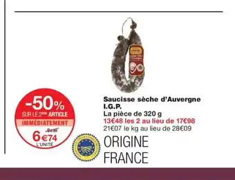 Monoprix Saucisse sèche d'Auvergne I.G.P. offre