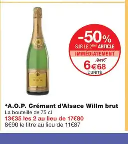 Monoprix A.O.P. Crémant d'Alsace Willm brut offre