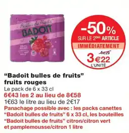 Monoprix BADOIT bulles de fruits fruits rouges offre