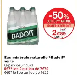 Monoprix BADOIT Eau minérale naturelle verte offre