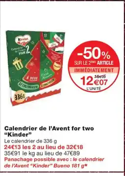 Monoprix KINDER Calendrier de l'Avent for two offre
