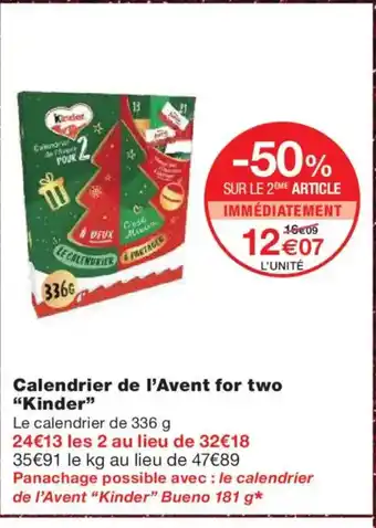 Monoprix KINDER Calendrier de l'Avent for two offre
