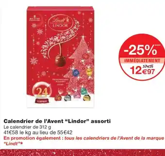 Monoprix LINDOR Calendrier de l'Avent assorti offre