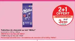 Monoprix MILKA Tablettes de chocolat au lait offre