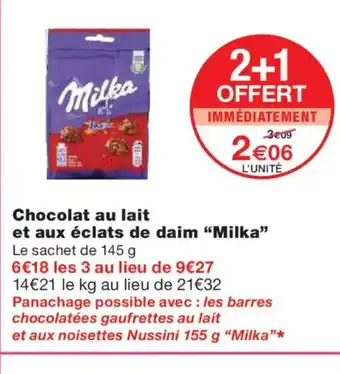Monoprix MILKA Chocolat au lait et aux éclats de daim offre