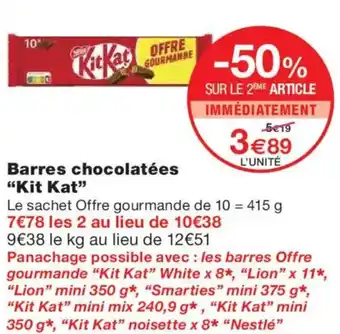 Monoprix KIT KAT Barres chocolatées offre