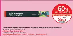 Monoprix STARBUCKS Capsules single origin coffee Colombia by Nespresso offre