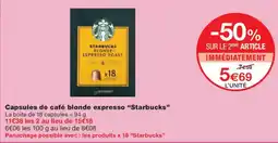 Monoprix STARBUCKS Capsules de café blonde expresso offre