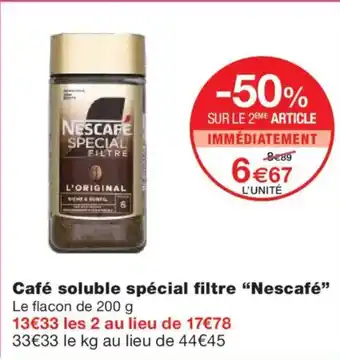 Monoprix NESCAFÉ Café soluble spécial filtre offre