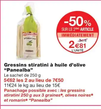 Monoprix PANEALBA Gressins stiratini à huile d'olive offre