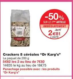 Monoprix DR KARG'S Crackers 5 céréales offre