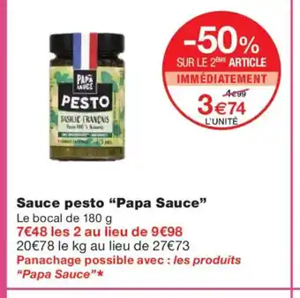 Monoprix PAPA SAUCE Sauce pesto offre
