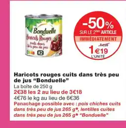 Monoprix BONDUELLE Haricots rouges cuits dans très peu de jus offre