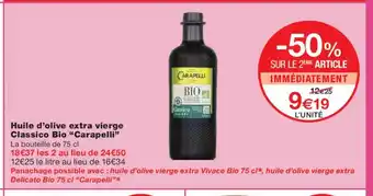 Monoprix CARAPELLI Huile d'olive extra vierge Classico Bio offre