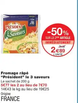Monoprix PRÉSIDENT Fromage râpé offre