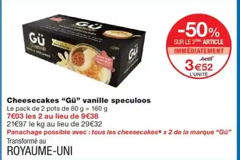 Monoprix GÜ Cheesecakes vanille speculoos offre