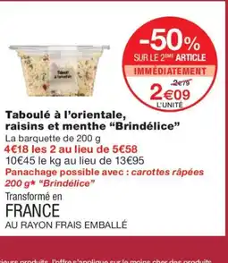 Monoprix BRINDÉLICE Taboulé à l'orientale, raisins et menthe offre