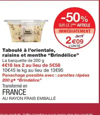 Monoprix BRINDÉLICE Taboulé à l'orientale, raisins et menthe offre