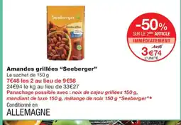 Monoprix SEEBERGER Amandes grillées offre