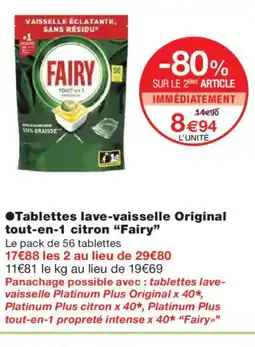 Monoprix FAIRY Tablettes lave-vaisselle Original tout-en-1 citron offre