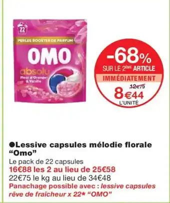Monoprix OMO Lessive capsules mélodie florale offre