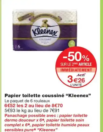 Monoprix KLEENEX Papier toilette coussiné offre
