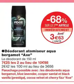 Monoprix AXE Déodorant atomiseur aqua bergamot offre