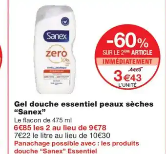 Monoprix SANEX Gel douche essentiel peaux sèches offre