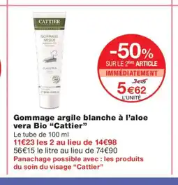 Monoprix CATTIER Gommage argile blanche à l'aloe vera Bio offre