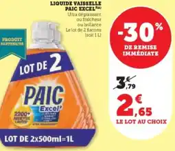 Super U Liquide vaisselle paic excel offre