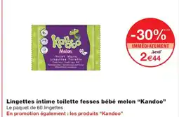 Monoprix KANDOO Lingettes intime toilette fesses bébé melon offre