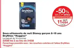 Monoprix HUGGIES Sous-vêtements de nuit Disney garçon 8-15 ans DryNites offre