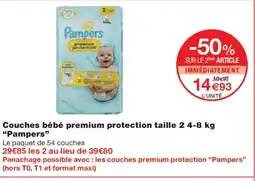 Monoprix PAMPERS Couches bébé premium protection taille offre