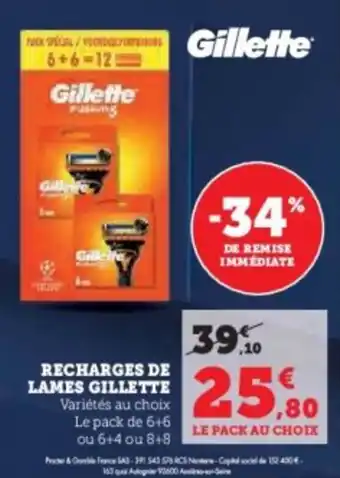 Super U Recharges de lames gillette offre