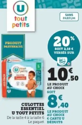 Super U Culottes essentiel u tout petits offre